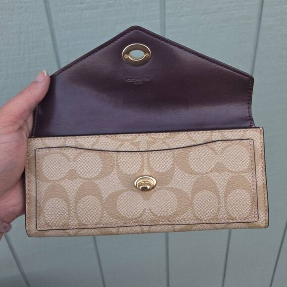 Coach Slim Envelope Wallet In Signature Canvas With Butterfly Appliques - Picture 7 of 9